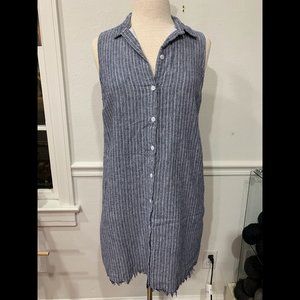BeachLunchLounge Striped Chambray Sleeveless Shirt Dress, women’s size S
